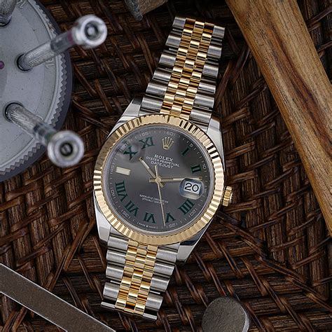 rolex wimbledon 41mm two tone.